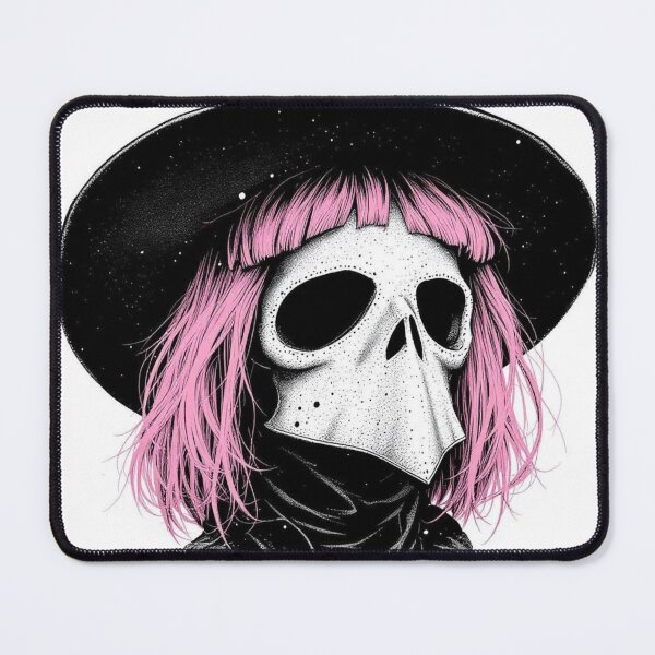Item preview, Pastel Goth Plague Doctor – Pink Hair Skull Mask Dark Aesthetic Art designed and sold by dreamsagellc.