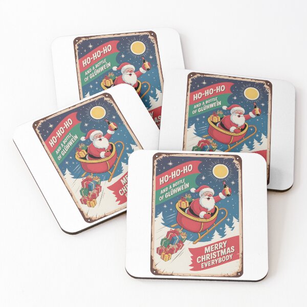Item preview, HO-HO-HO and a bottle of Gluhwein - retro metal plate advertising designed and sold by Museum Of Non-Existing Art.