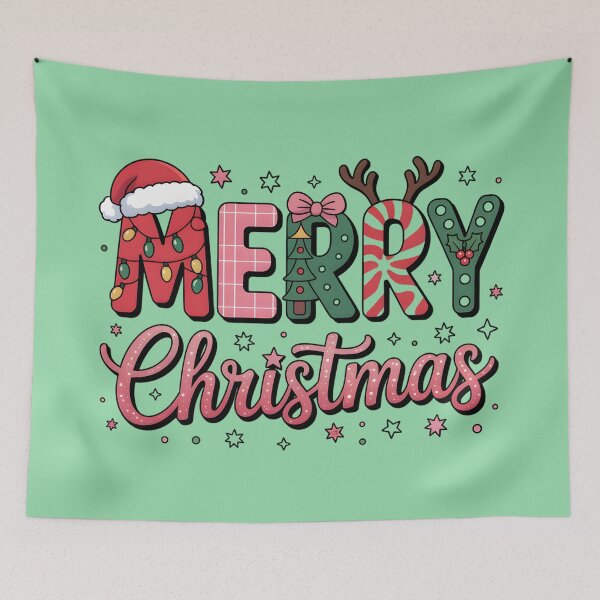 Item preview, Playful Merry Christmas Typography Design designed and sold by SoftStyleStudio ⭐⭐⭐.