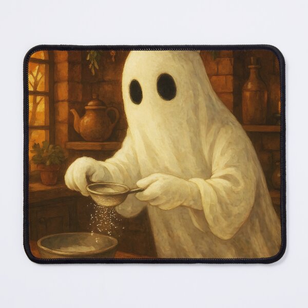 Item preview, Ghost Chef Baking Cannolis – Rustic Italian Halloween Charm designed and sold by EmeraldeaArt.