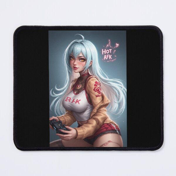 Item preview, Hot AFK – Gamer Girl Pin-Up in Cat-Ear Headphones and Gaming Chair designed and sold by Mark Mentzer.