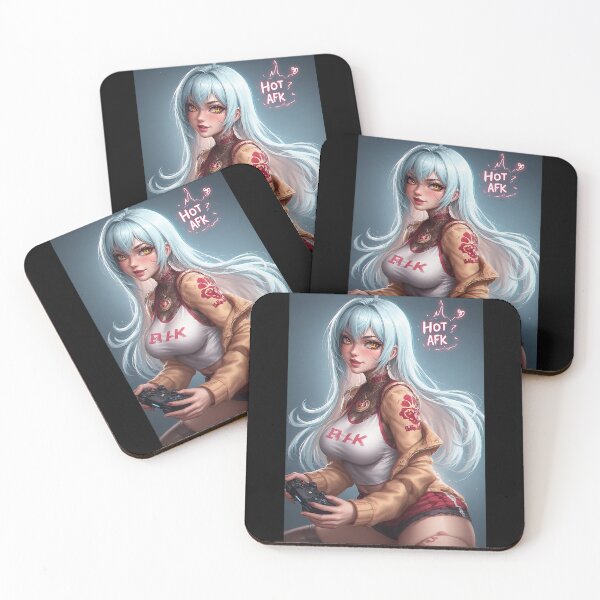 Item preview, Hot AFK – Gamer Girl Pin-Up in Cat-Ear Headphones and Gaming Chair designed and sold by Mark Mentzer.