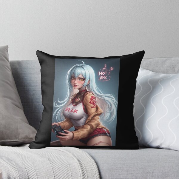Item preview, Hot AFK – Gamer Girl Pin-Up in Cat-Ear Headphones and Gaming Chair designed and sold by Mark Mentzer.