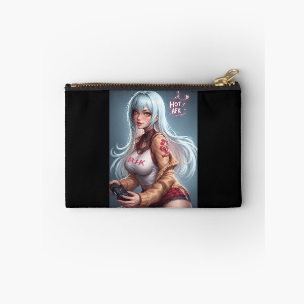 Item preview, Hot AFK – Gamer Girl Pin-Up in Cat-Ear Headphones and Gaming Chair designed and sold by Mark Mentzer.