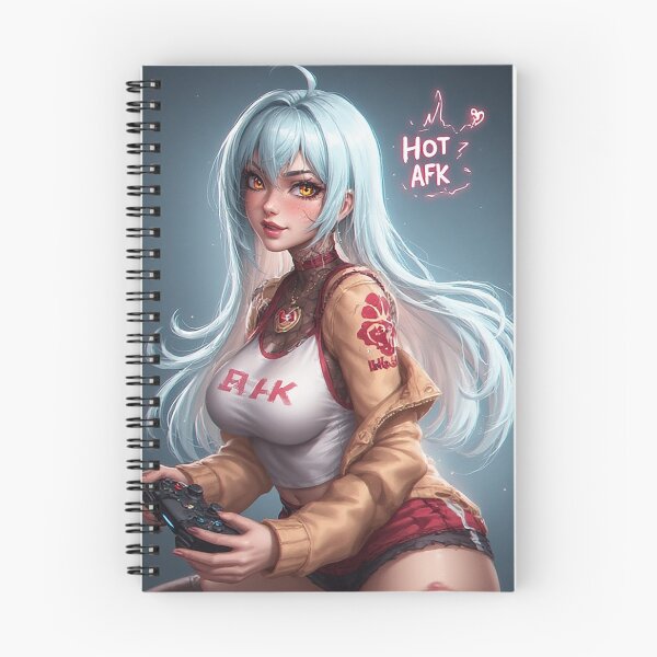 Item preview, Hot AFK – Gamer Girl Pin-Up in Cat-Ear Headphones and Gaming Chair designed and sold by Mark Mentzer.