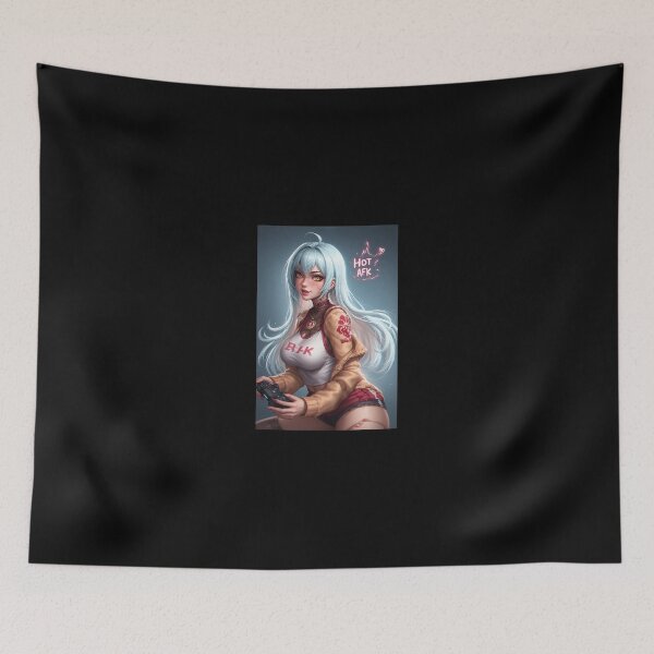 Item preview, Hot AFK – Gamer Girl Pin-Up in Cat-Ear Headphones and Gaming Chair designed and sold by Mark Mentzer.