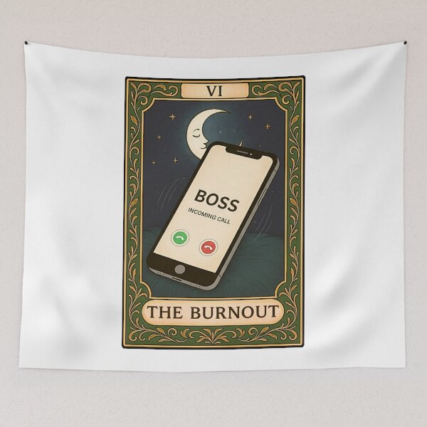 Item preview, The Burnout Tarot Card | Boss Call Joke designed and sold by Pets & Memes & Stuff.