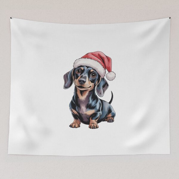 Item preview, Christmas Dachshund in Santa Hat designed and sold by jkrphoto.