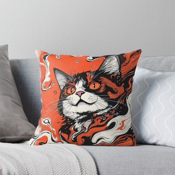Item preview, Cosmic Fire Cat – Mystical Witchy Feline in Flames Psychedelic Art designed and sold by dreamsagellc.