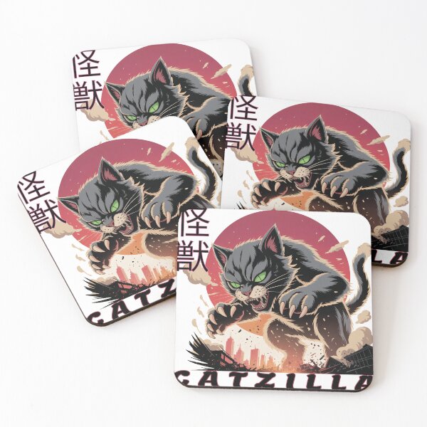 Item preview, Catzilla – Giant Kaiju Cat Destroying cite | Funny Japanese Monster Sticker designed and sold by Ammar Studio.