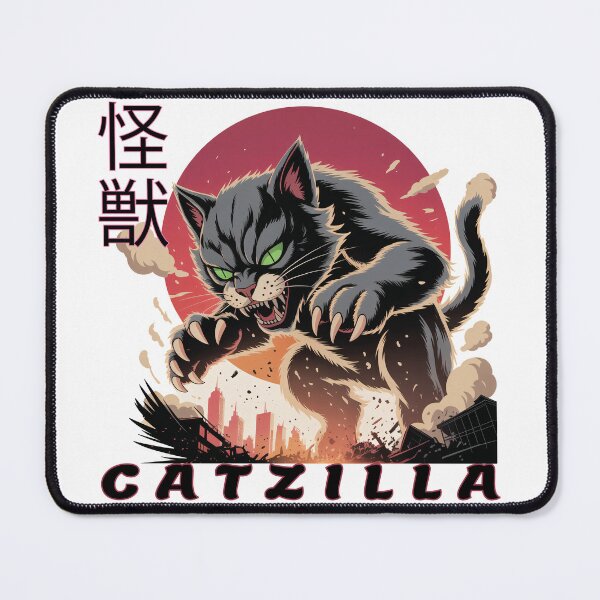 Item preview, Catzilla – Giant Kaiju Cat Destroying cite | Funny Japanese Monster Sticker designed and sold by Ammar Studio.