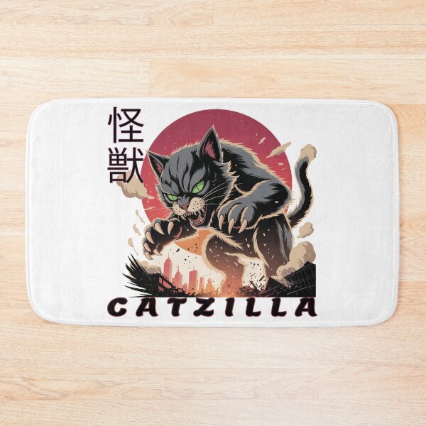Item preview, Catzilla – Giant Kaiju Cat Destroying cite | Funny Japanese Monster Sticker designed and sold by Ammar Studio.