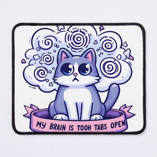 Item preview, Divertidas pestañas con diseño abierto para el cerebro de un gato ansioso designed and sold by DrawDrip.