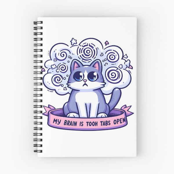 Item preview, Funny Anxiety Cat Brain Tabs Open Design designed and sold by DrawDrip.
