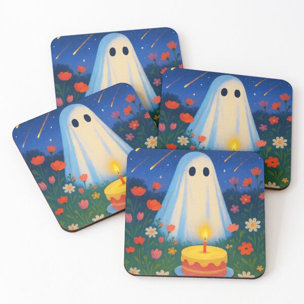 Item preview, Summer Meadow Ghost Birthday – Cute Cake and Candle Illustration designed and sold by EmeraldeaArt.