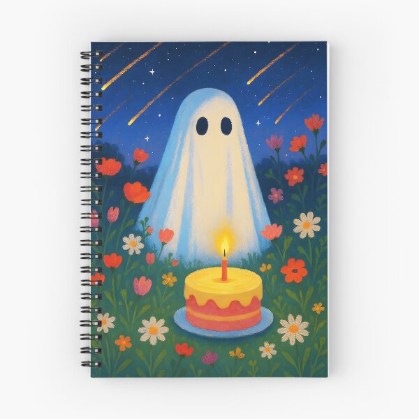 Item preview, Summer Meadow Ghost Birthday – Cute Cake and Candle Illustration designed and sold by EmeraldeaArt.