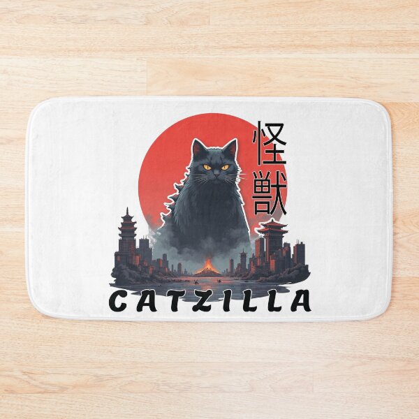 Item preview, Catzilla – Giant Kaiju Cat Destroying cite | Funny Japanese Monster Sticker designed and sold by Ammar Studio.