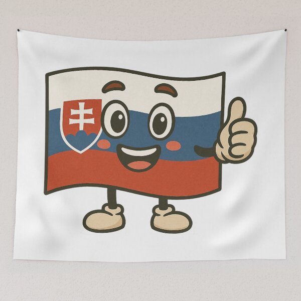 Item preview, Cute Slovakia Flag Cartoon Giving Thumbs Up. designed and sold by The-T-In-Retro.