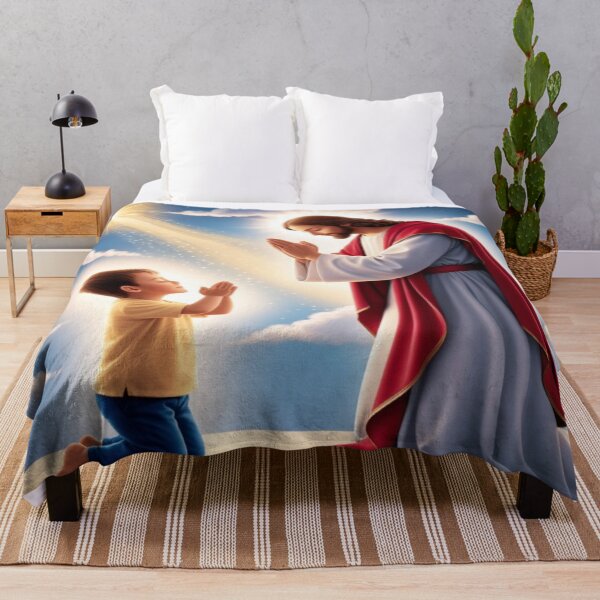 Item preview, Guided by Prayer – Kneeling Child with Jesus Under Divine Light designed and sold by Cristhian Almanza.