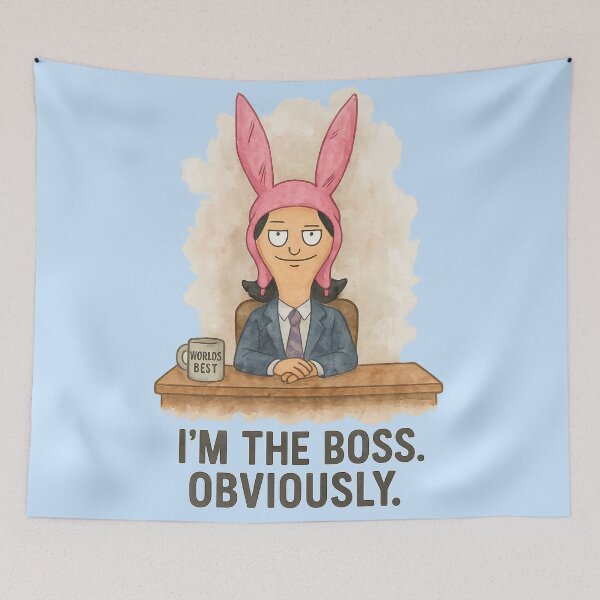 Item preview, Louise Belcher as Michael Scott — "I'm the Boss. Obviously." Funny Watercolor Crossover Art designed and sold by Beezy-Kneez.