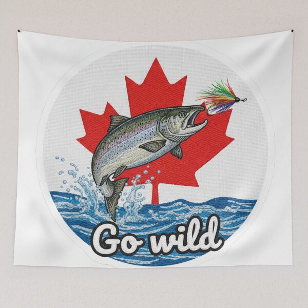 Item preview, Fishing wild salmon Canada designed and sold by GiftiqueNook.