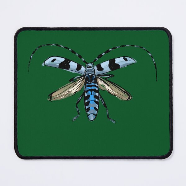 Item preview, flying creeping crawling - blue alpine longhorn beetles on goldochre Oversized  designed and sold by Bangarangs.