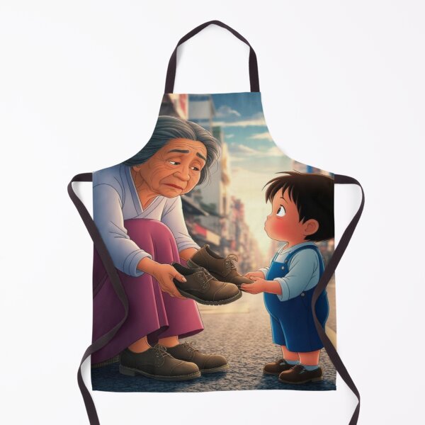 Item preview, Shoes of Memory – Grandmother and Boy in Japanese Street Scene designed and sold by Cristhian Almanza.
