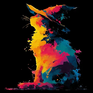 Imagen de la obra Witch Cat Splatter Art Colorful Spooky Halloween de TheColorKey