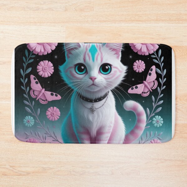 Item preview, Pastel Cosmic Kitty with Butterflies and Daisies – Ethereal Aesthetic Art designed and sold by dreamsagellc.