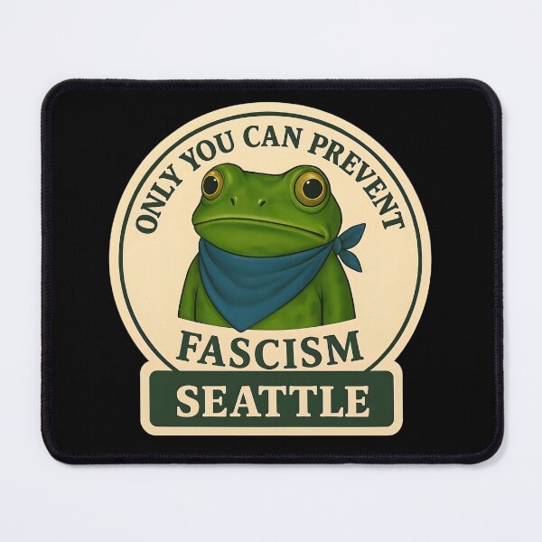 Item preview, Anti-Fascist Frog Art No Kings Resist: Seattle designed and sold by PinUpPizzazz.