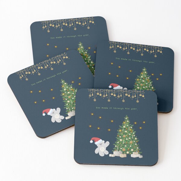 Item preview, You Made It Through the Year – Christmas Mono Bear Art Print | Encouraging Holiday Greeting Card designed and sold by mintmono-studio.