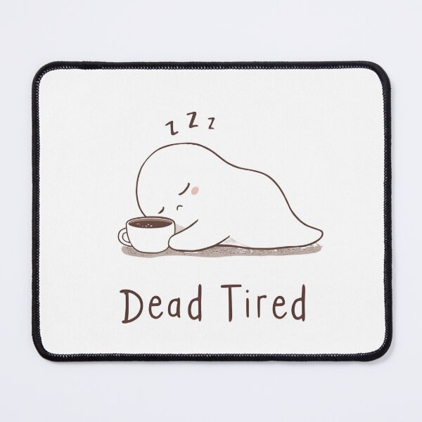 Item preview, Dead Tired, Cute Sleepy Ghost & Coffee Sticker for Overthinkers & Night Owls designed and sold by Moodune.