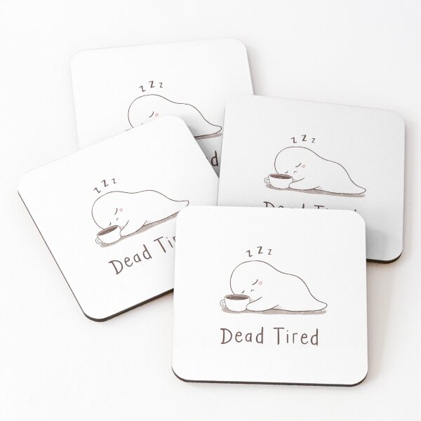 Item preview, Dead Tired, Cute Sleepy Ghost & Coffee Sticker for Overthinkers & Night Owls designed and sold by Moodune.