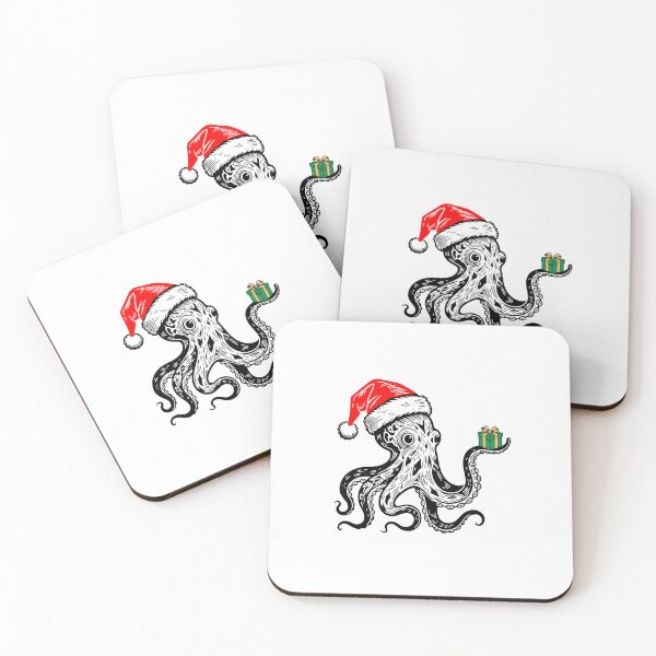 Item preview, Octopus with Santa Hat Silhouette designed and sold by JollyCritters.