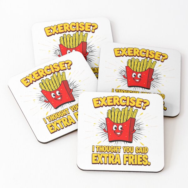Item preview, Exercise? I Thought You Said Extra Fries - Funny Food & Fitness Pun Design designed and sold by Tucker-Art.