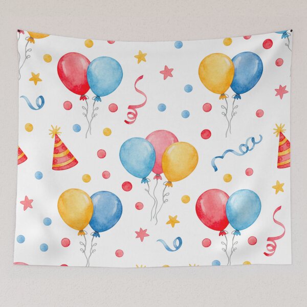 Item preview, Colorful Watercolor Party Pattern – Balloons, Confetti & Stars for Kids designed and sold by skysshobu.
