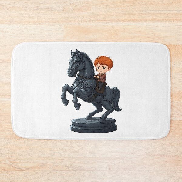 Item preview, Cute Red-Haired Boy Riding a Stone Horse Statue | Chibi Style Illustration designed and sold by Greemo03.