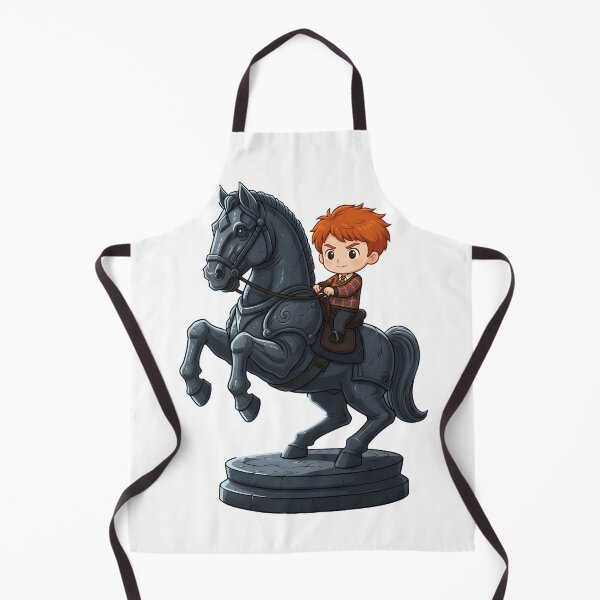 Item preview, Cute Red-Haired Boy Riding a Stone Horse Statue | Chibi Style Illustration designed and sold by Greemo03.
