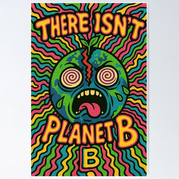 Item preview, There Isn’t Planet B Retro Psychedelic Poster – Trippy Climate Activism Art designed and sold by GREEN6437.
