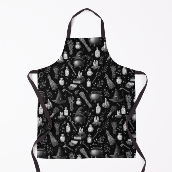Item preview, Witch's Tools Toile Pattern - Vintage Broomsticks Cauldrons and Crystals Black designed and sold by Random Candy Studio.