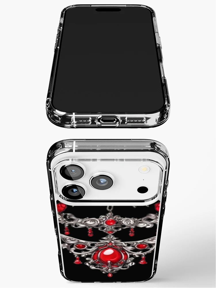 Thumbnail 3 of 5, iPhone Case, Crimson Rococo Collar designed and sold by Antik by Schulz.