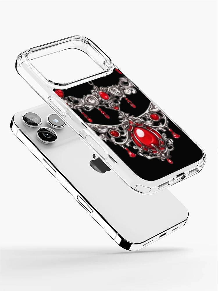 Thumbnail 2 of 5, iPhone Case, Crimson Rococo Collar designed and sold by Antik by Schulz.