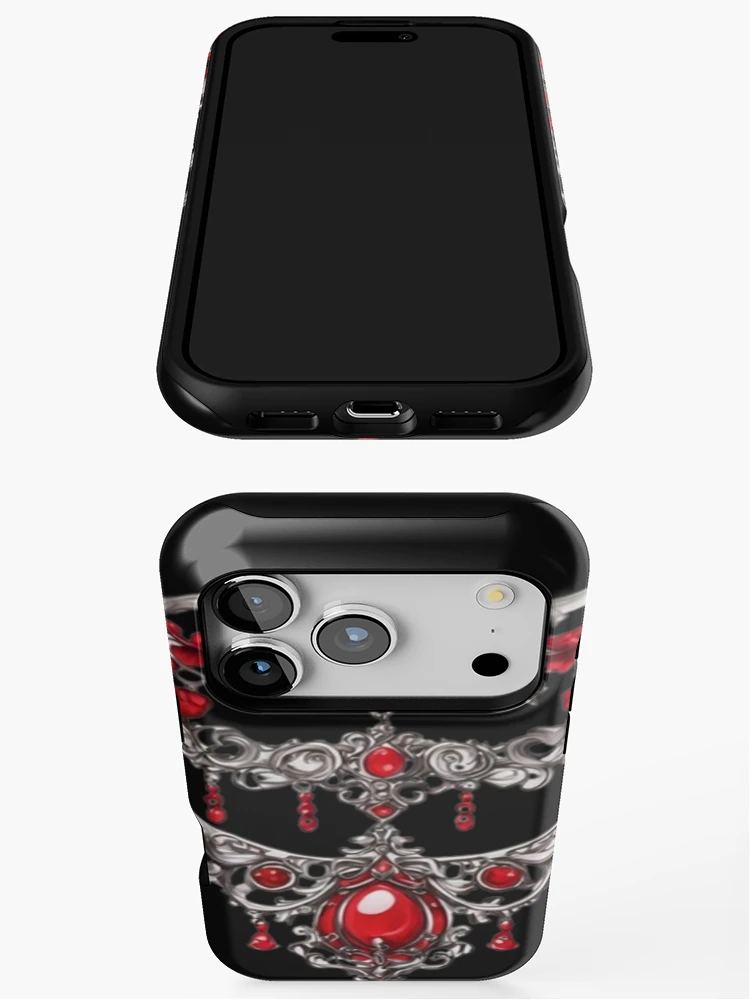 Thumbnail 3 of 4, iPhone Case, Crimson Rococo Collar designed and sold by Antik by Schulz.