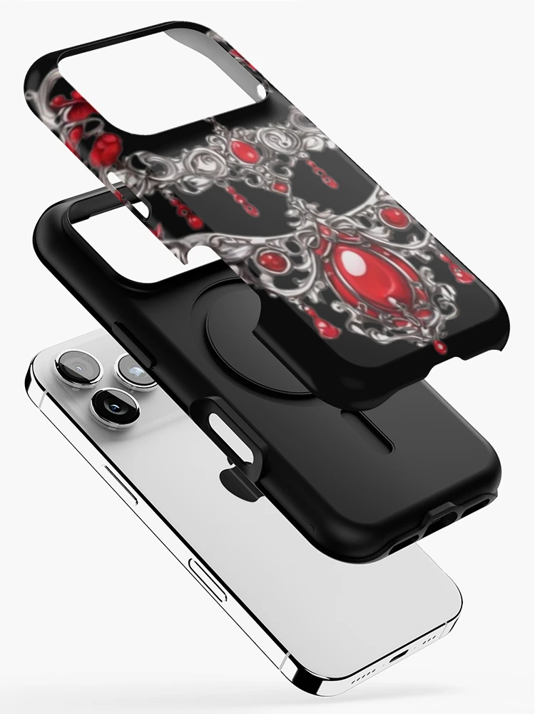 Thumbnail 2 of 4, iPhone Case, Crimson Rococo Collar designed and sold by Antik by Schulz.