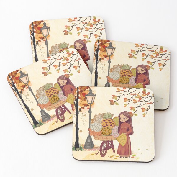 Item preview, Vietnamese Girl with Autumn Flower Bicycle designed and sold by RosalinesEyes.