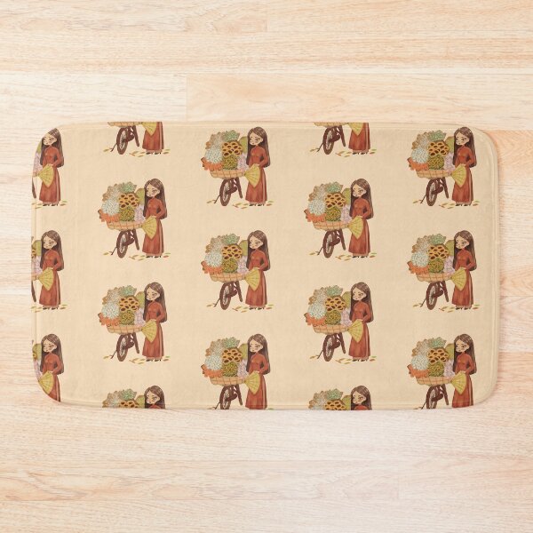 Item preview, Vietnamese Girl with Autumn Flower Bicycle designed and sold by RosalinesEyes.