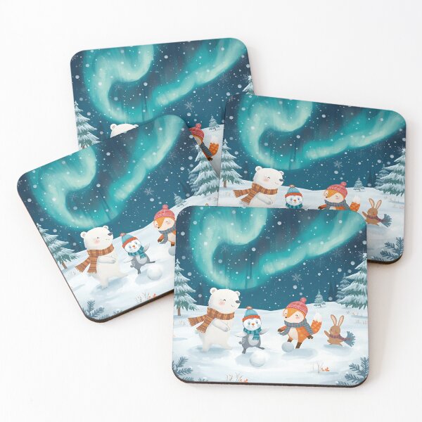 Item preview, Joyful Snowball Fight Under the Northern Lights – Arctic Animals in Winter Wonderland designed and sold by WildlifeWhimsy.