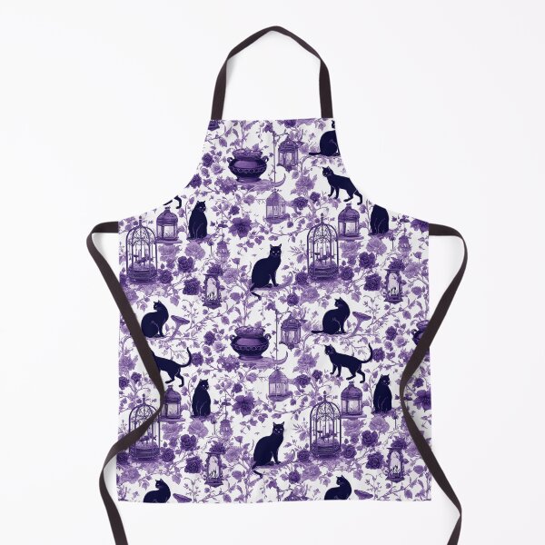 Item preview, Midnight Garden Toile Pattern - Black Cats and Purple Flowers Gothic Garden designed and sold by Random Candy Studio.