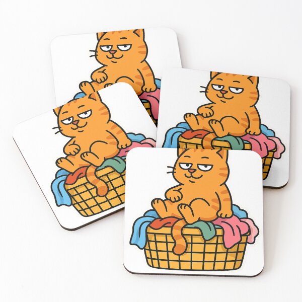 Item preview, Smug Orange Cat King on Laundry Pile – Funny Lazy Cat Cartoon designed and sold by MeowLaugh.