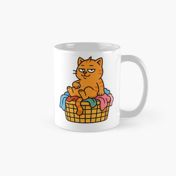Item preview, Smug Orange Cat King on Laundry Pile – Funny Lazy Cat Cartoon designed and sold by MeowLaugh.